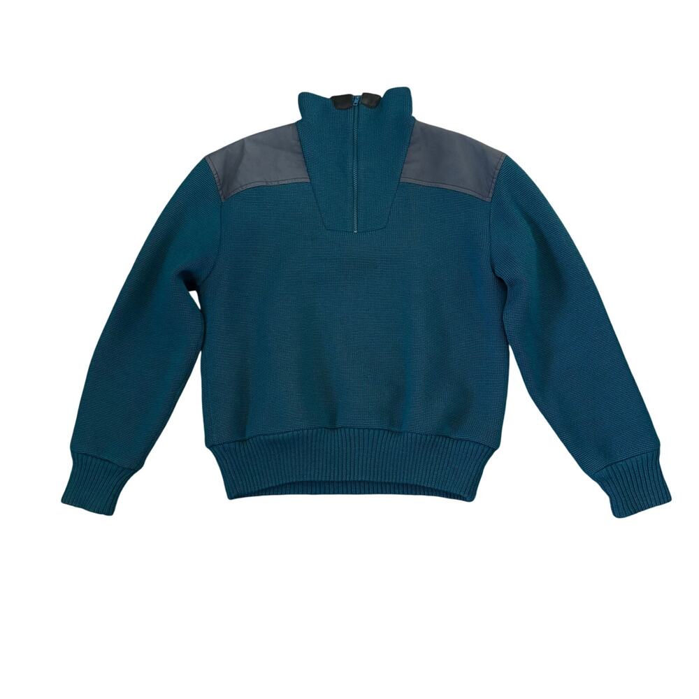 Vintage Helly Hansen Wool Ski Sweater Mens M 1/4 Zip Elbow Patches Pullover Knit